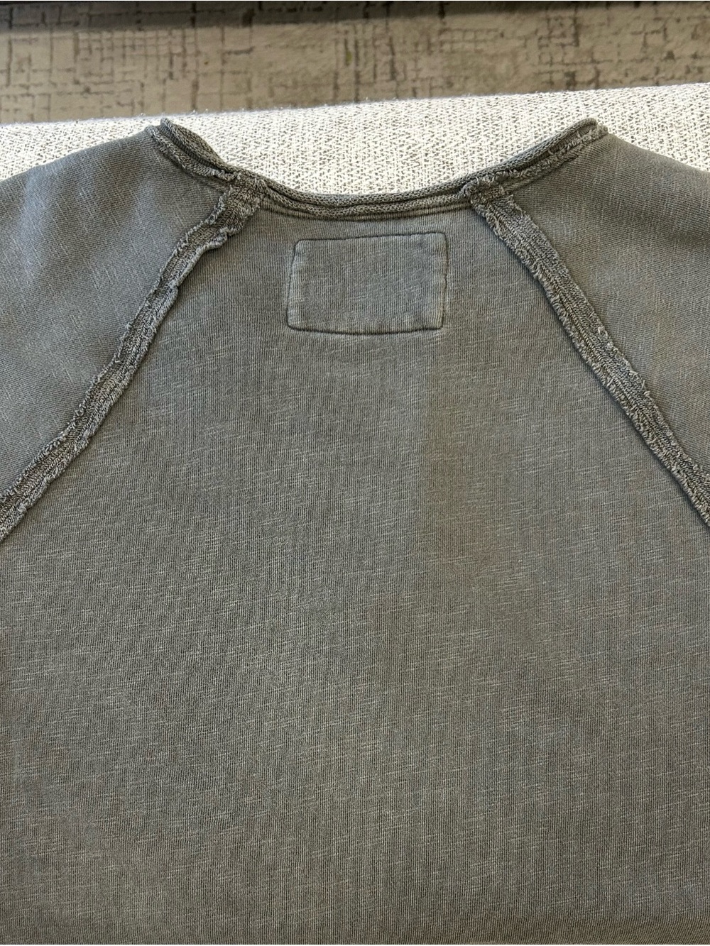 Pilcro Anthropologie Washed Gray Raw-Edge V-Neck Pullover - Picture 4 of 10